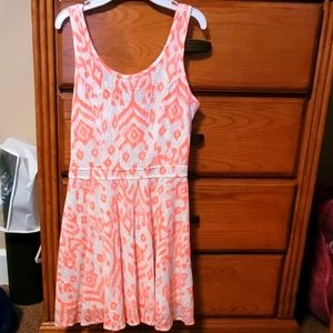 White with coral print dress